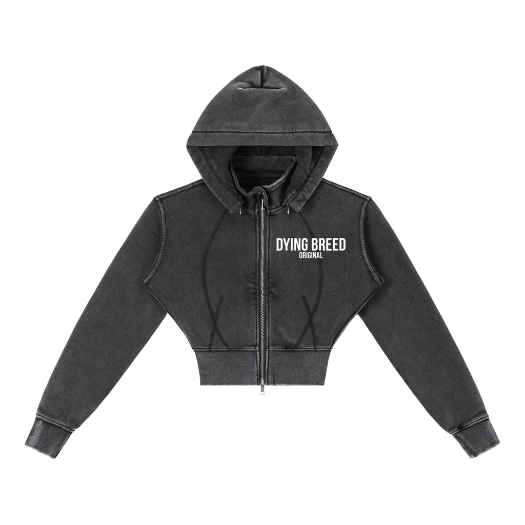 Women's Original Logo Premium Vintage Wash Cropped Fleece Zip-Hoodie