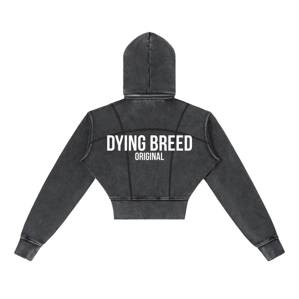 Women's Original Logo Premium Vintage Wash Cropped Fleece Zip-Hoodie