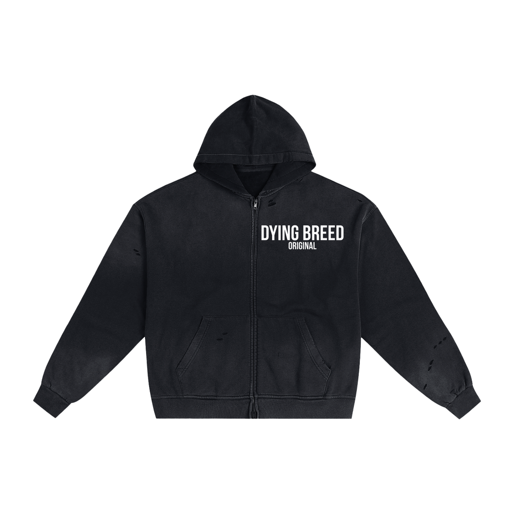 Men’s Original Logo Premium Hand-Frayed Sunfade Zip Hoodie