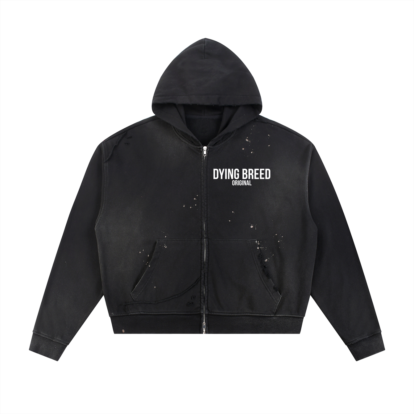Men’s Original Logo Premium Sun Fade Frayed Raw Edge Zip Hoodie