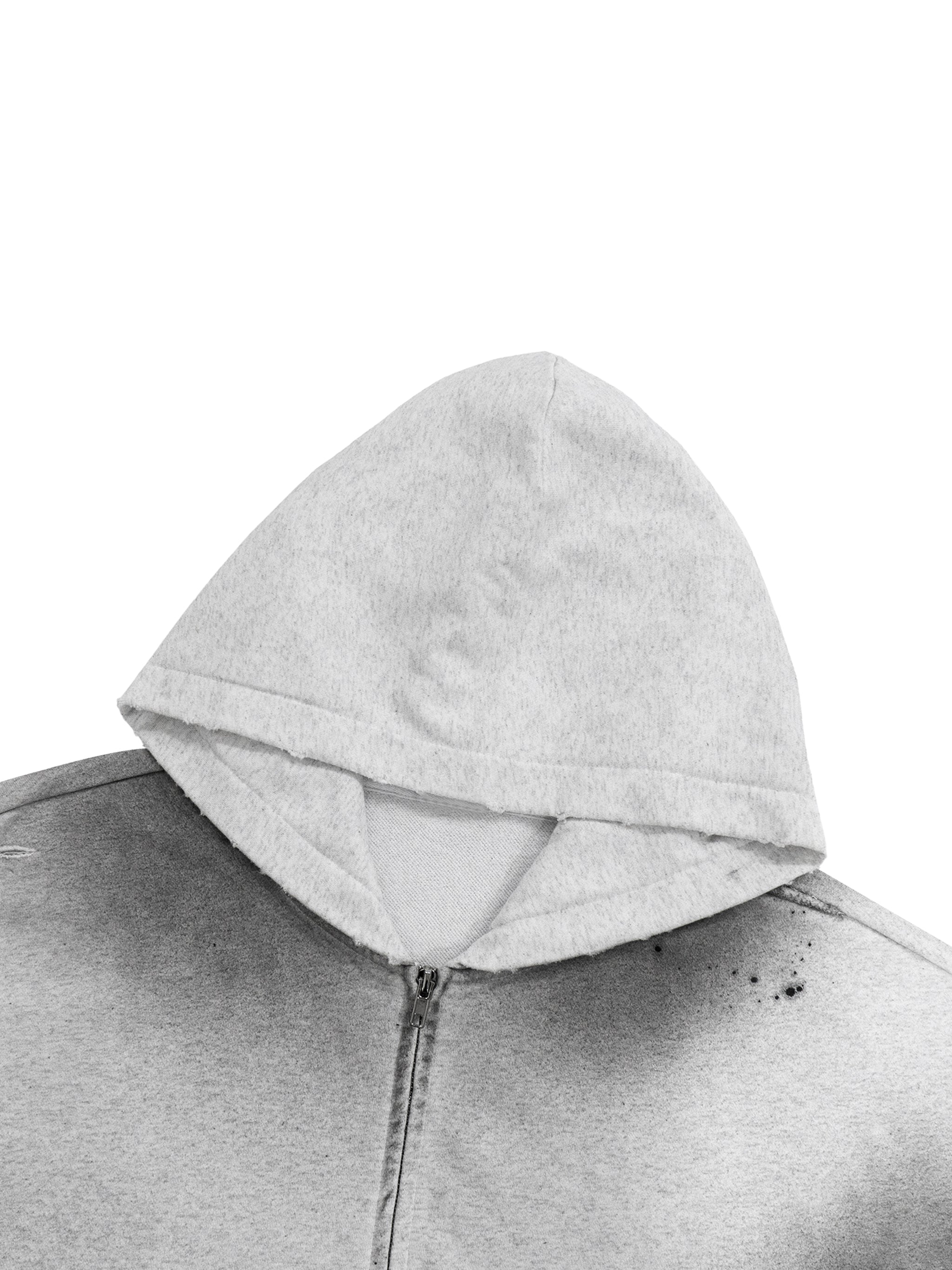 Men’s Original Logo Premium Sun Fade Frayed Raw Edge Zip Hoodie